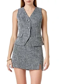 Multi Tweed Buttoned Vest