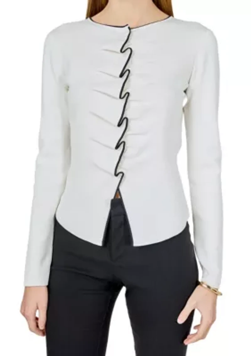 Ruffle Draped Knit Top