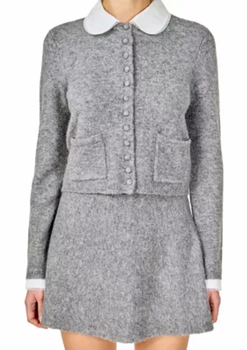 Knit Cardigan with Peter Pan Collar