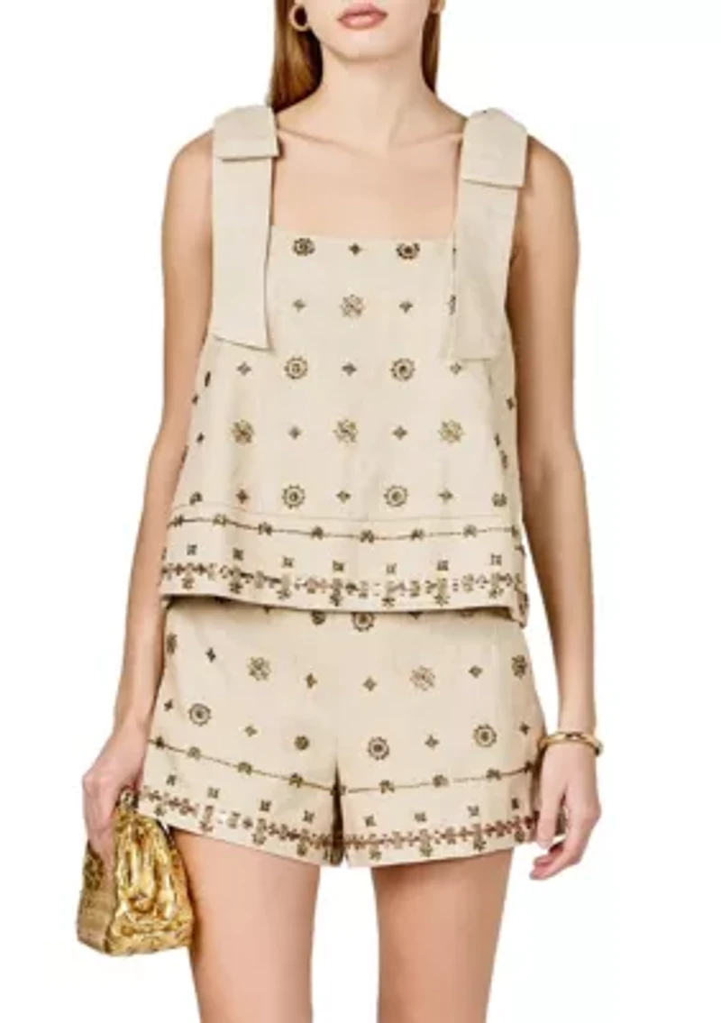 BOW SLEEVELESS BEADED TOP