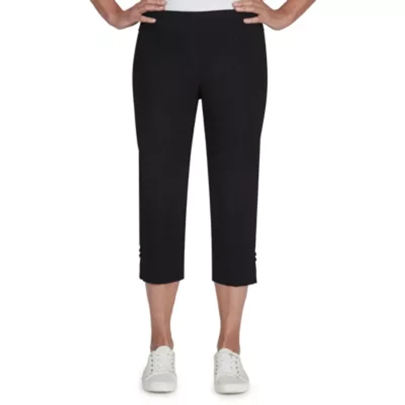 Solid Pull-On Capri Pants with Detailed Split Hem