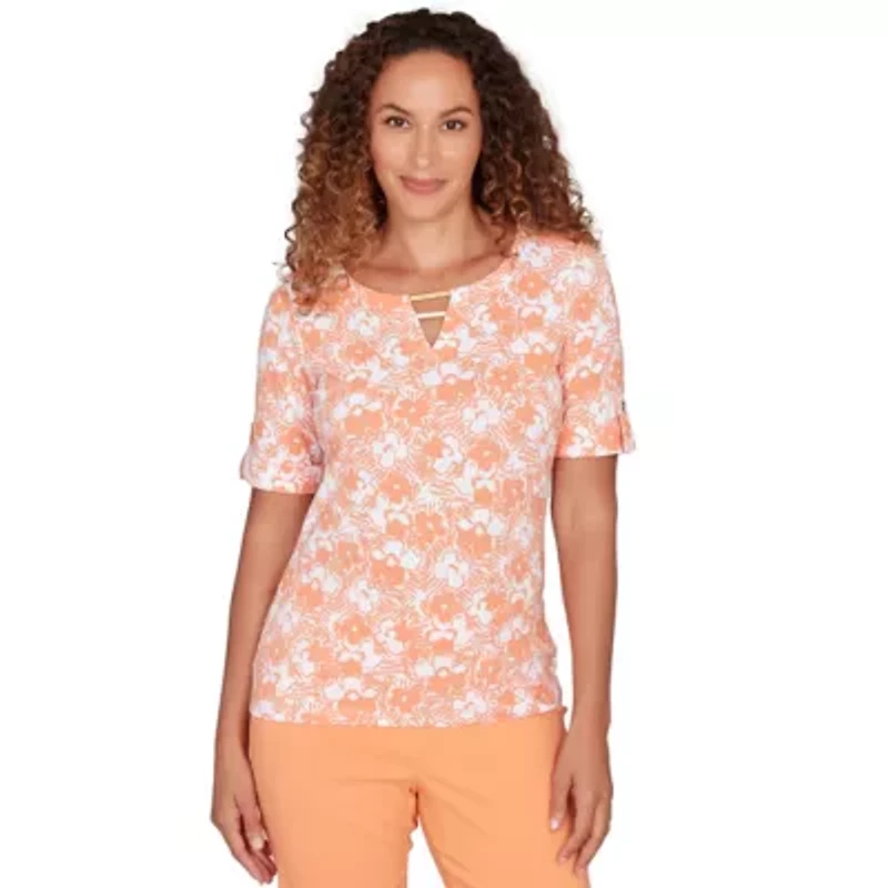 PRINTED STRETCH JERSEY ELBOW SLEEVE 2BAR TOP