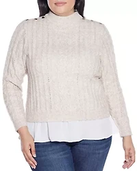 Plus Chiffon-Hem Cable Sweater