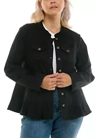 Mandarin Stretch Denim Jacket