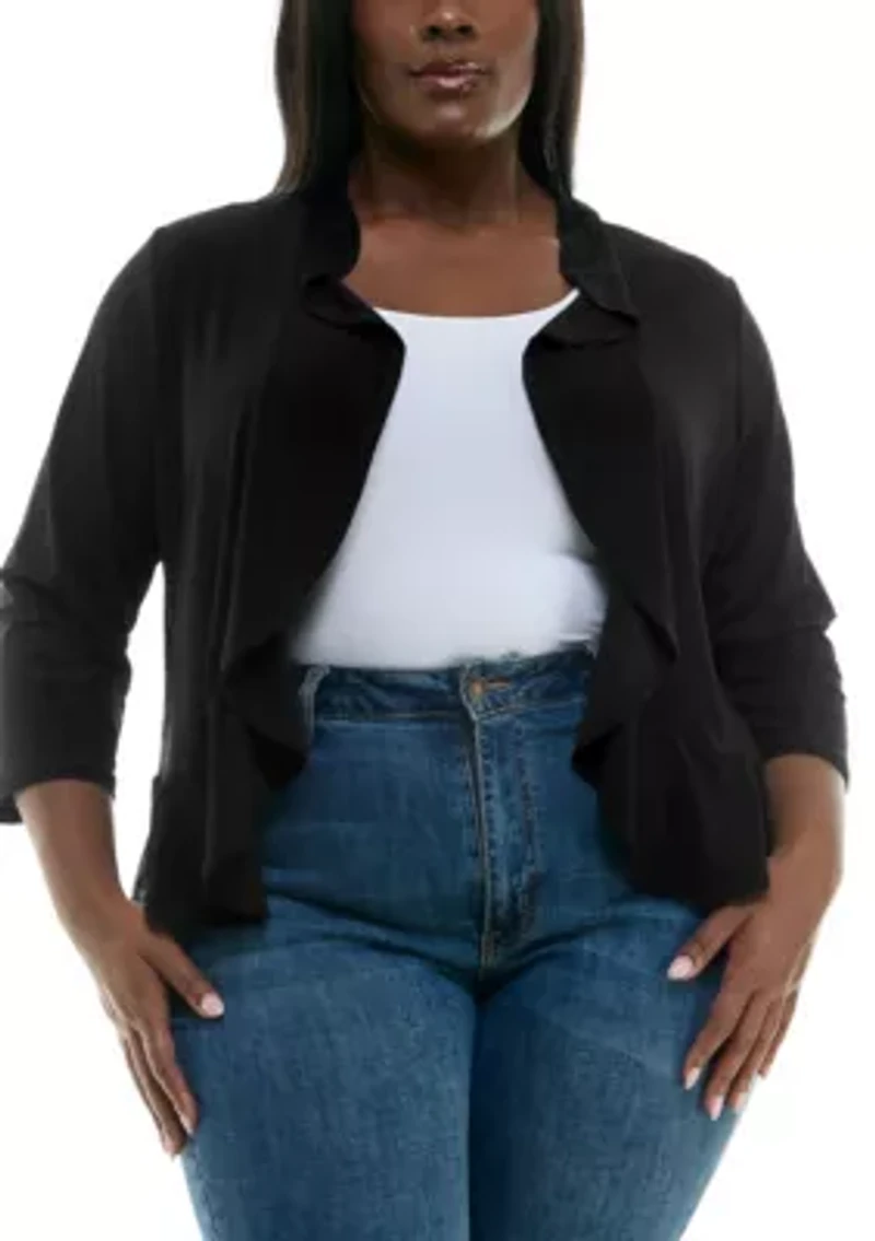 Ruffle front bolero solid