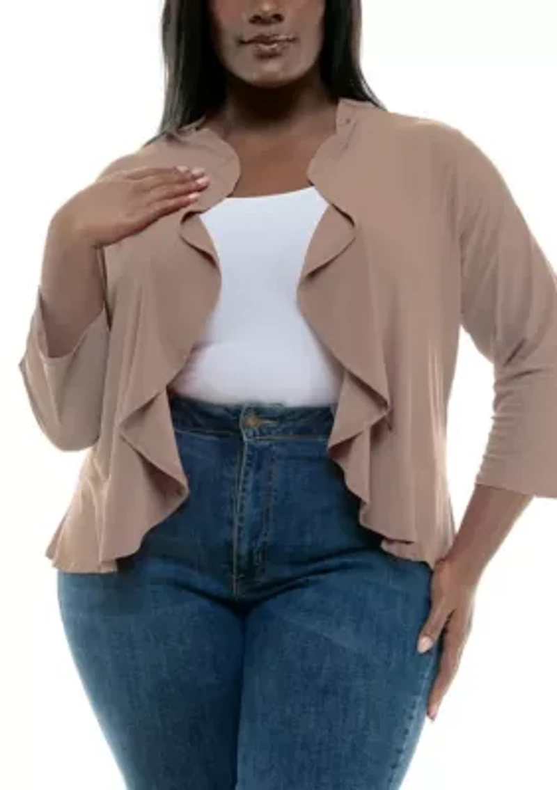 Ruffle front bolero solid