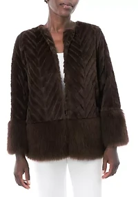 Chevron Faux Fur Jacket
