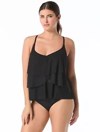 Coco Reef Lotus Ruffle Bra Sized Underwire Tankini Top