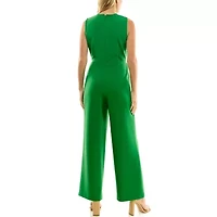 Sleeveless Solid Jumpsuit with Front Knot