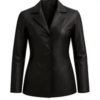 Ladies Leather Button Coat