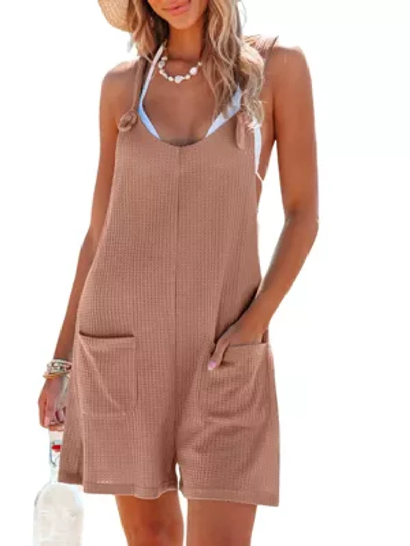 Women's Wide Leg Patch Pocket Beach Cover-Up Romper