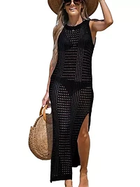 Women's Sleeveless Cutout Bodycon Cover-Up Maxi Dress