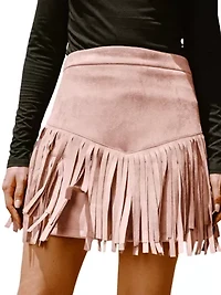 Women's High Waist Fringe Mini Skirt