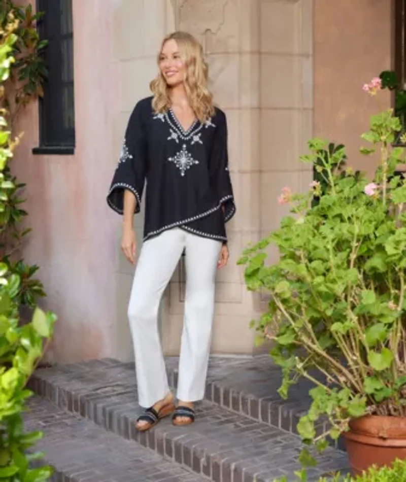 Bracelet Sleeve Embroidered Asymmetric Top