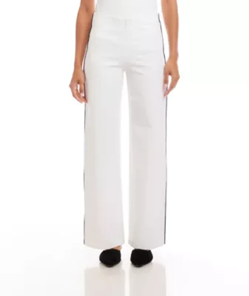 Contrast Piped Wide-Leg Pants
