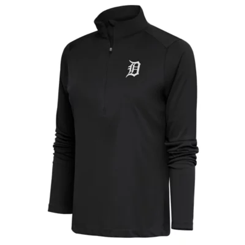 MLB Detroit Tigers Brushed Metallic Tribute Half-Zip Pullover Top