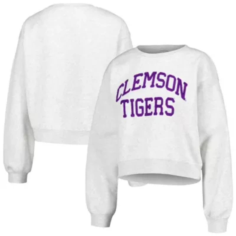 NCAA Clemson Tigers Core Chenille Cropped Pullover Sweatshirt