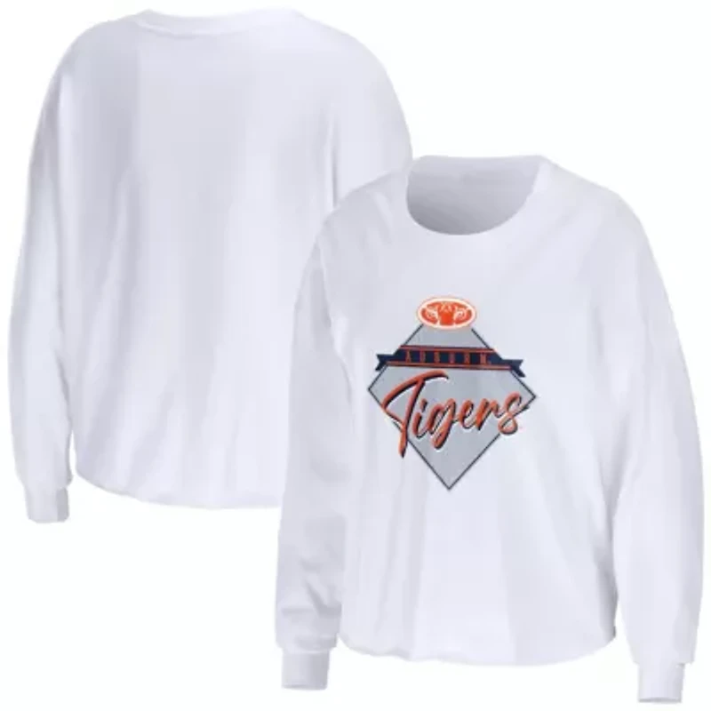 NCAA Auburn Tigers Diamond Long Sleeve Cropped T-Shirt