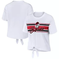 NCAA Georgia Bulldogs Striped Front Knot Cropped T-Shirt