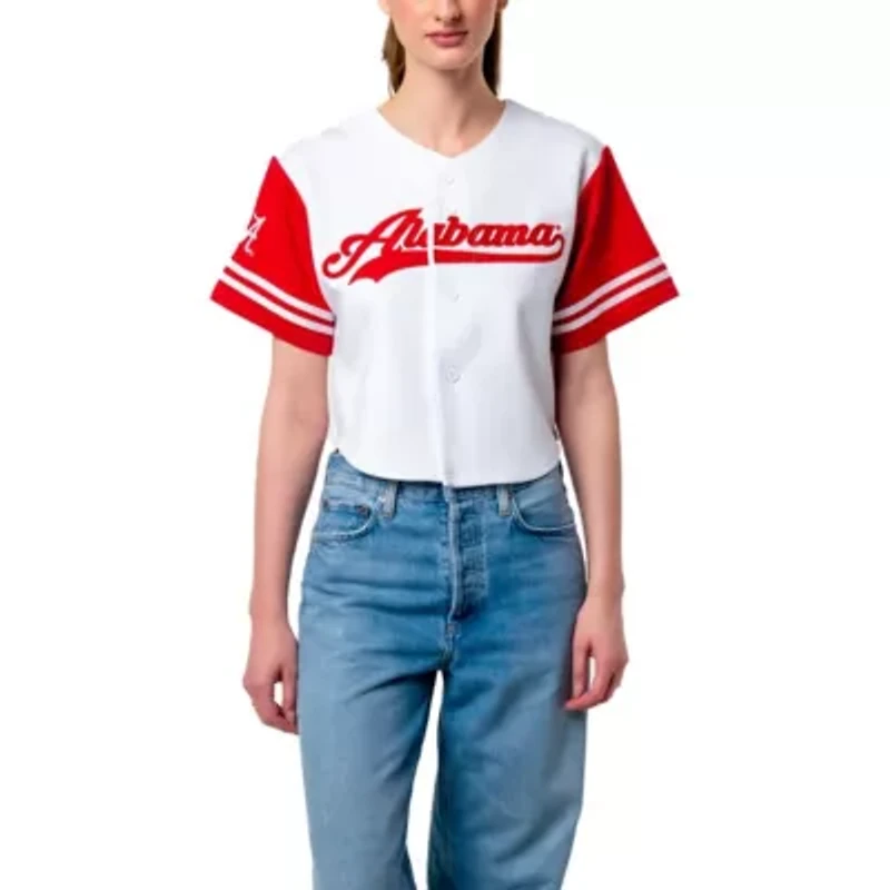 Alabama Crimson Tide NCAA Baseball Jersey Cropped T-Shirt