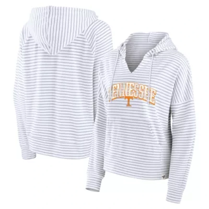 NCAA Fanatics Tennessee Volunteers Arch Logo Striped Notch Neck Pullover Hoodie