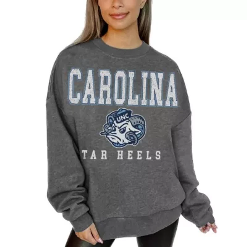 NCAA North Carolina Tar Heels Oversized Distressed Fleece Pullover Sweatshirt