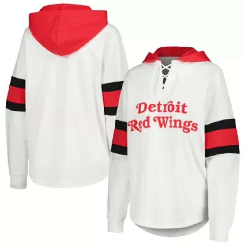 NHL Detroit Wings Goal Zone Long Sleeve Lace-Up Hoodie T-Shirt