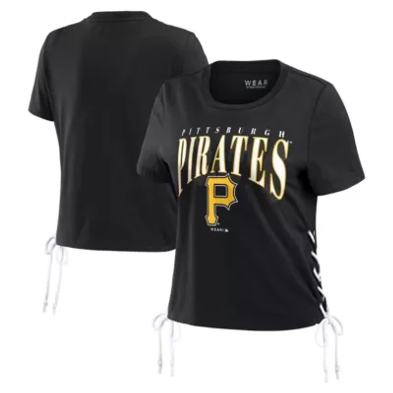 MLB Pittsburgh Pirates Side Lace-Up Cropped T-Shirt