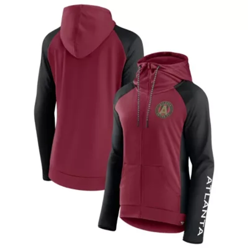 MLS Fanatics Red/Black Atlanta United FC Iconic Raglan Full-Zip Hoodie