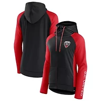 MLS Fanatics Black/Red D.C. United Iconic Raglan Full-Zip Hoodie