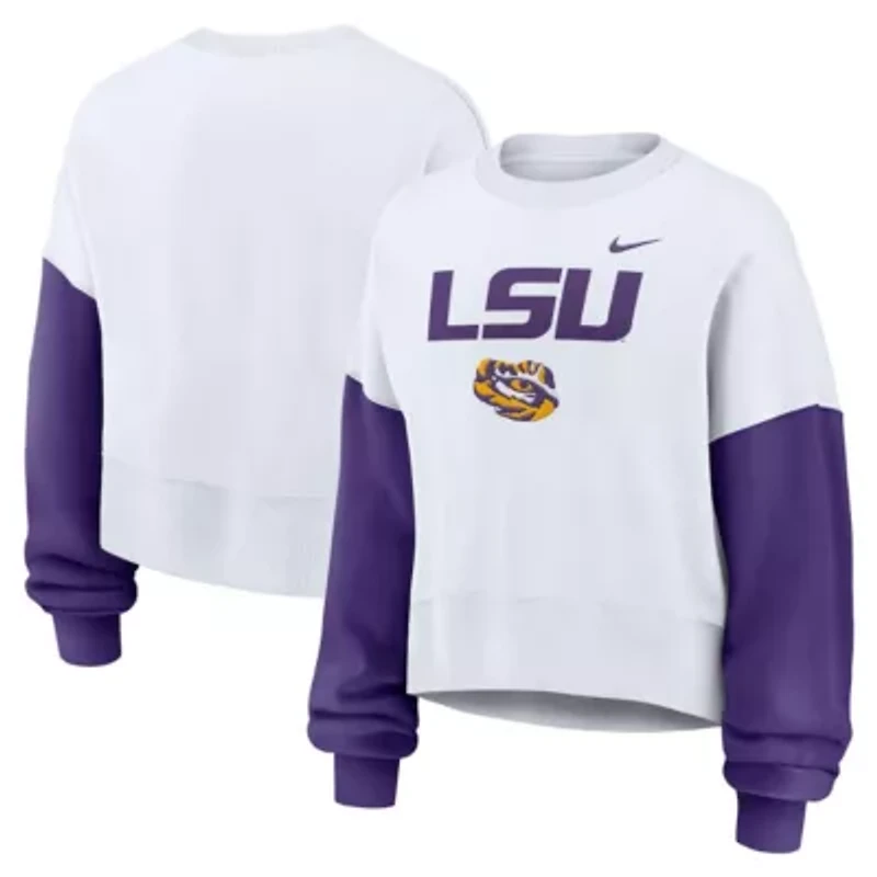 NCAA Nike LSU Tigers Oversized Color-Block Pullover Sweatshirt