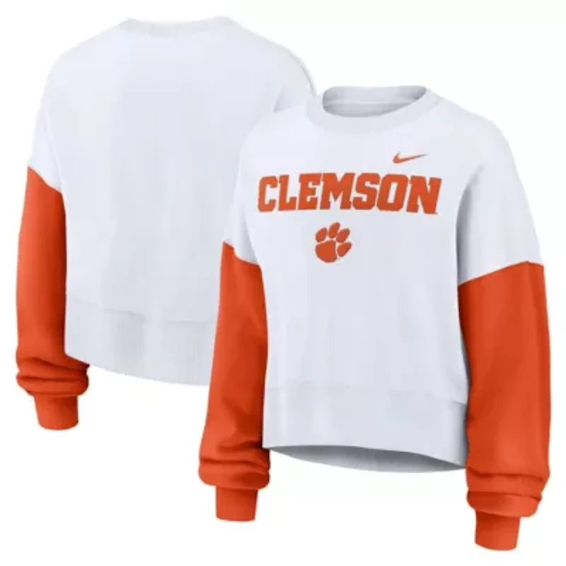 NCAA Nike Clemson Tigers Oversized Color-Block Pullover Sweatshirt
