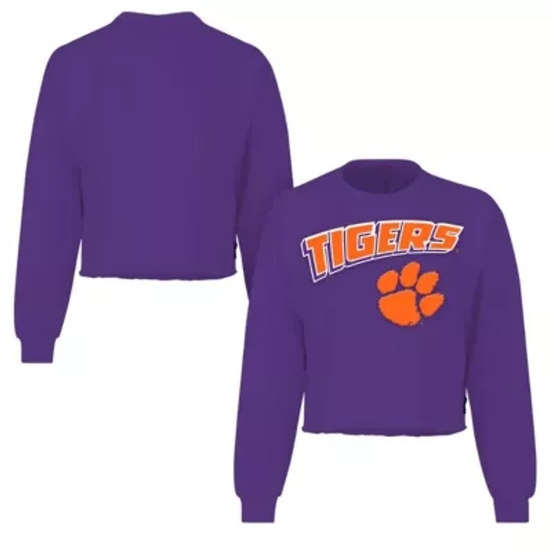 NCAA Clemson Tigers Slouchy Cropped Long Sleeve T-Shirt