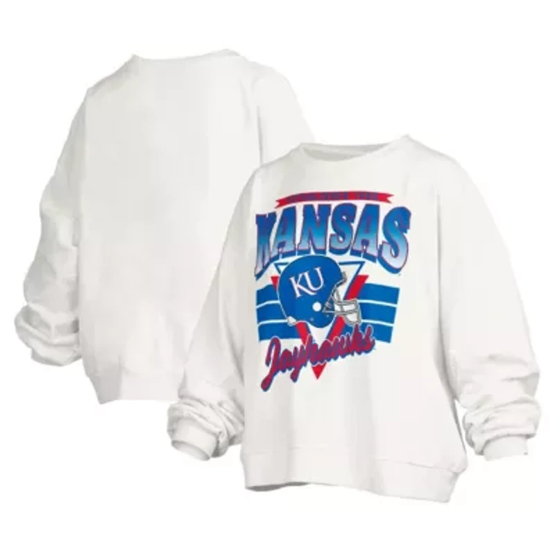 NCAA Kansas Jayhawks Janice Retro Logo Oversized Pullover Sweatshirt