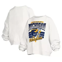 NCAA Michigan Wolverines Janice Retro Logo Oversized Pullover Sweatshirt