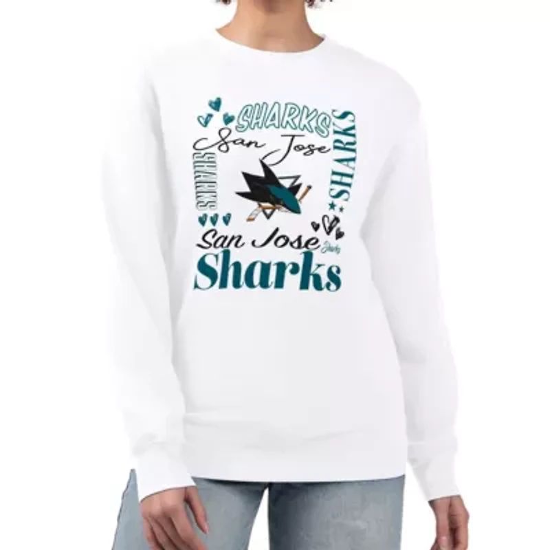 NHL San Jose Sharks Collage Graphic Fleece Long Sleeve Pullover Sweatshirt