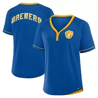 MLB Fanatics Milwaukee Brewers Cooperstown Collection League Diva Raglan V-Neck T-Shirt