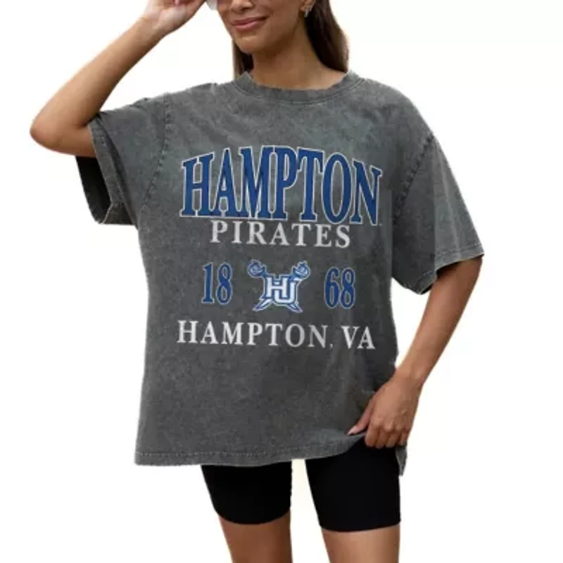 NCAA Grey Hampton Pirates Oversized Snow Wash T-Shirt
