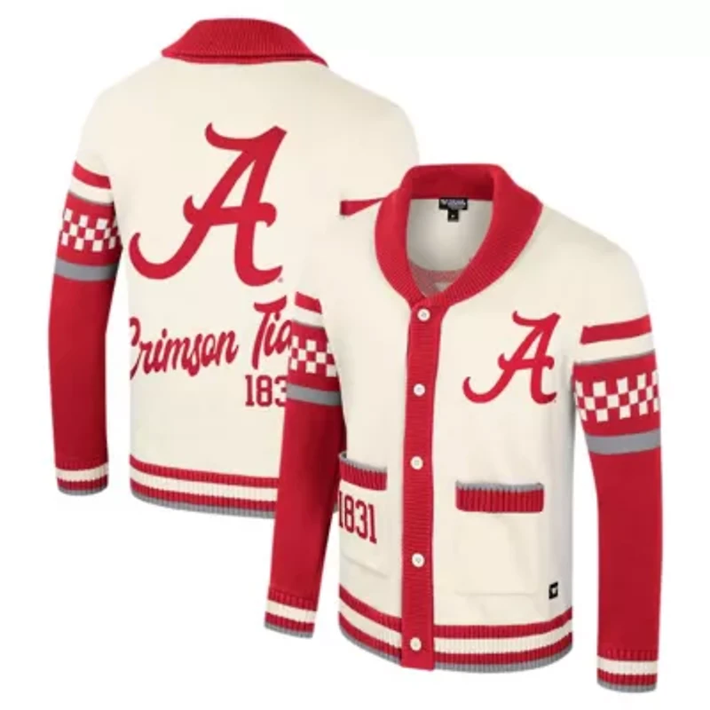 Alabama Crimson Tide NCAA Wild Collective Button-Up Jacquard Sweater