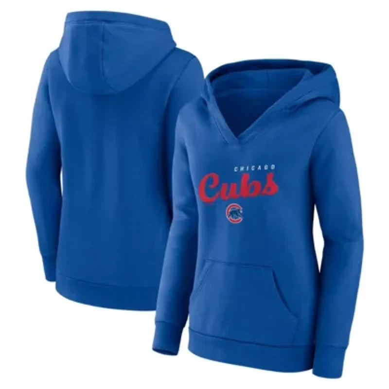 MLB Logo Athletic Chicago Cubs Triumphant V-Neck Pullover Hoodie