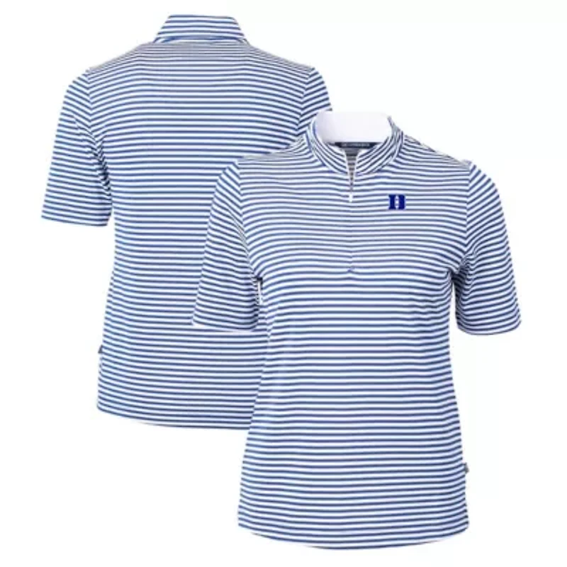 Duke Blue Devils NCAA Virtue Eco Pique Stripe Recycled Tri-Blend Quarter-Zip Top