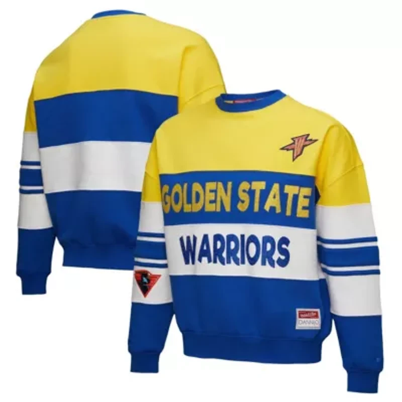 NBA x DANNIJO Gold/Royal Golden State Warriors Blocked Pullover Sweatshirt