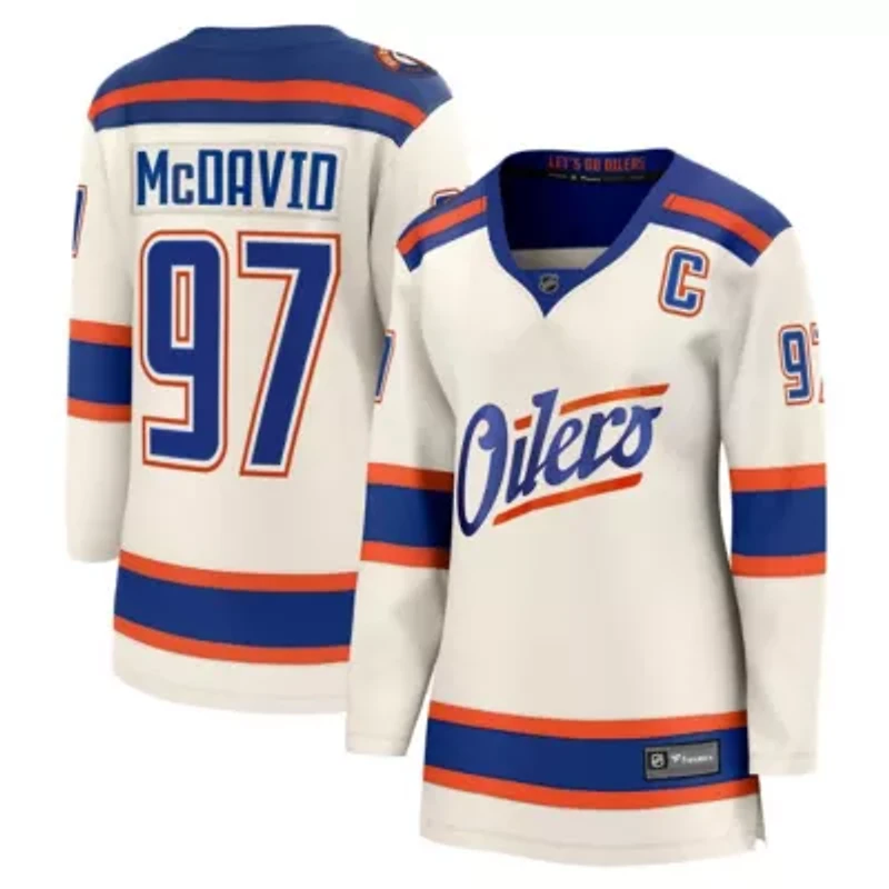 NHL Fanatics Connor McDavid Light Beige Edmonton Oilers Alternate Breakaway Jersey