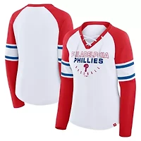 MLB Fanatics Philadelphia Phillies Blitz Package Raglan Lace-Up V-Neck Long Sleeve T-Shirt
