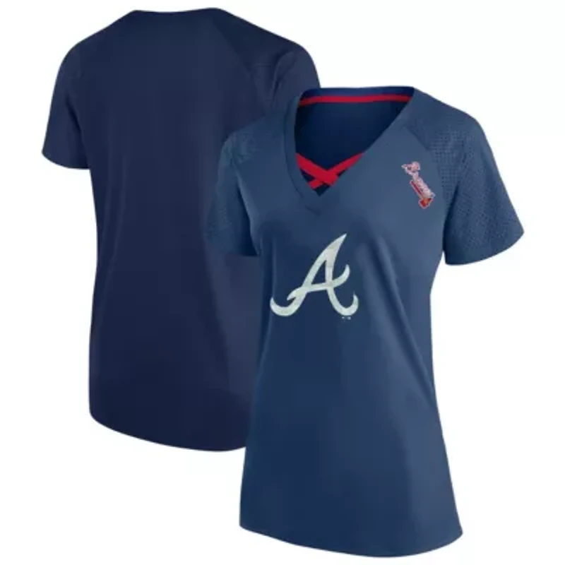 MLB Atlanta Braves Plus Glitter Raglan V-Neck T-Shirt