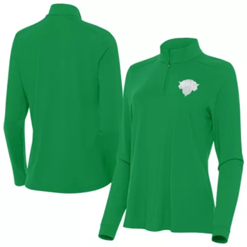 NBA Kelly New York Knicks St. Patrick's Day Intent Quarter-Zip Top