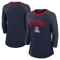 NCAA Nike Arizona Wildcats 3/4-Sleeve Raglan Tri-Blend Top