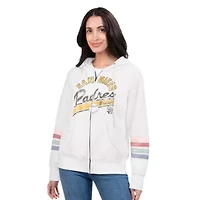 MLB San Diego Padres Naamah Sleeve Stripe Fleece Full-Zip Hoodie