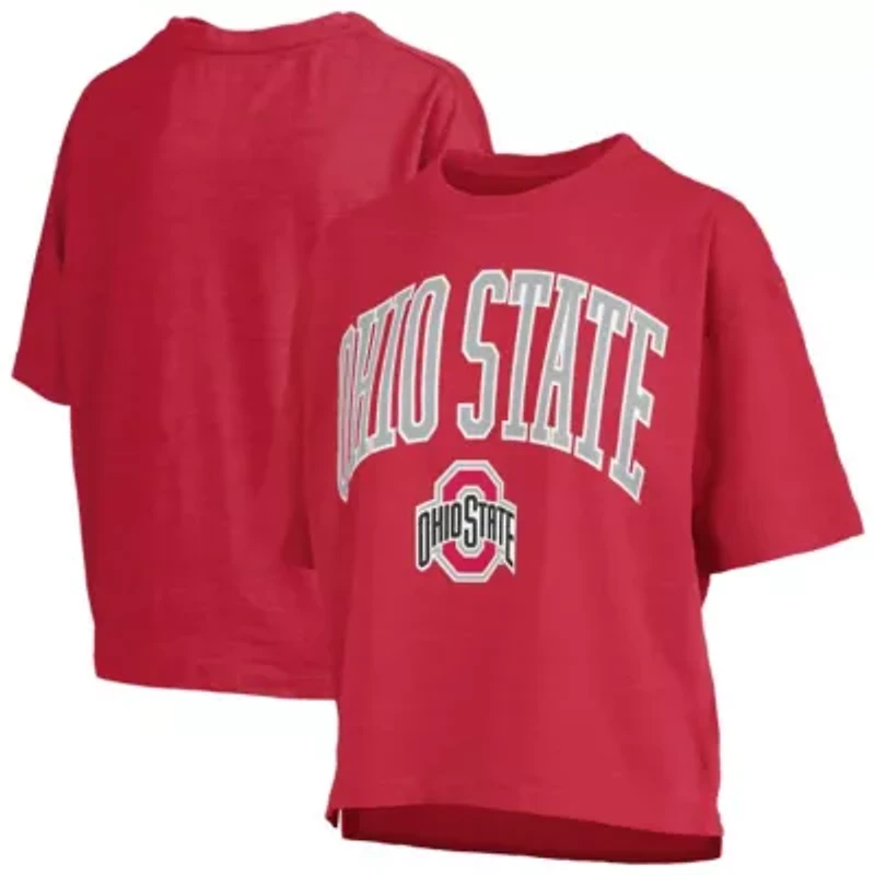 NCAA Ohio State Buckeyes Nelson Arch Over Logo Waist Length Oversized Slub T-Shirt