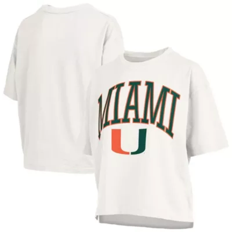 Miami (FL) Hurricanes NCAA Nelson Arch Over Logo Waist Length Oversized Slub T-Shirt